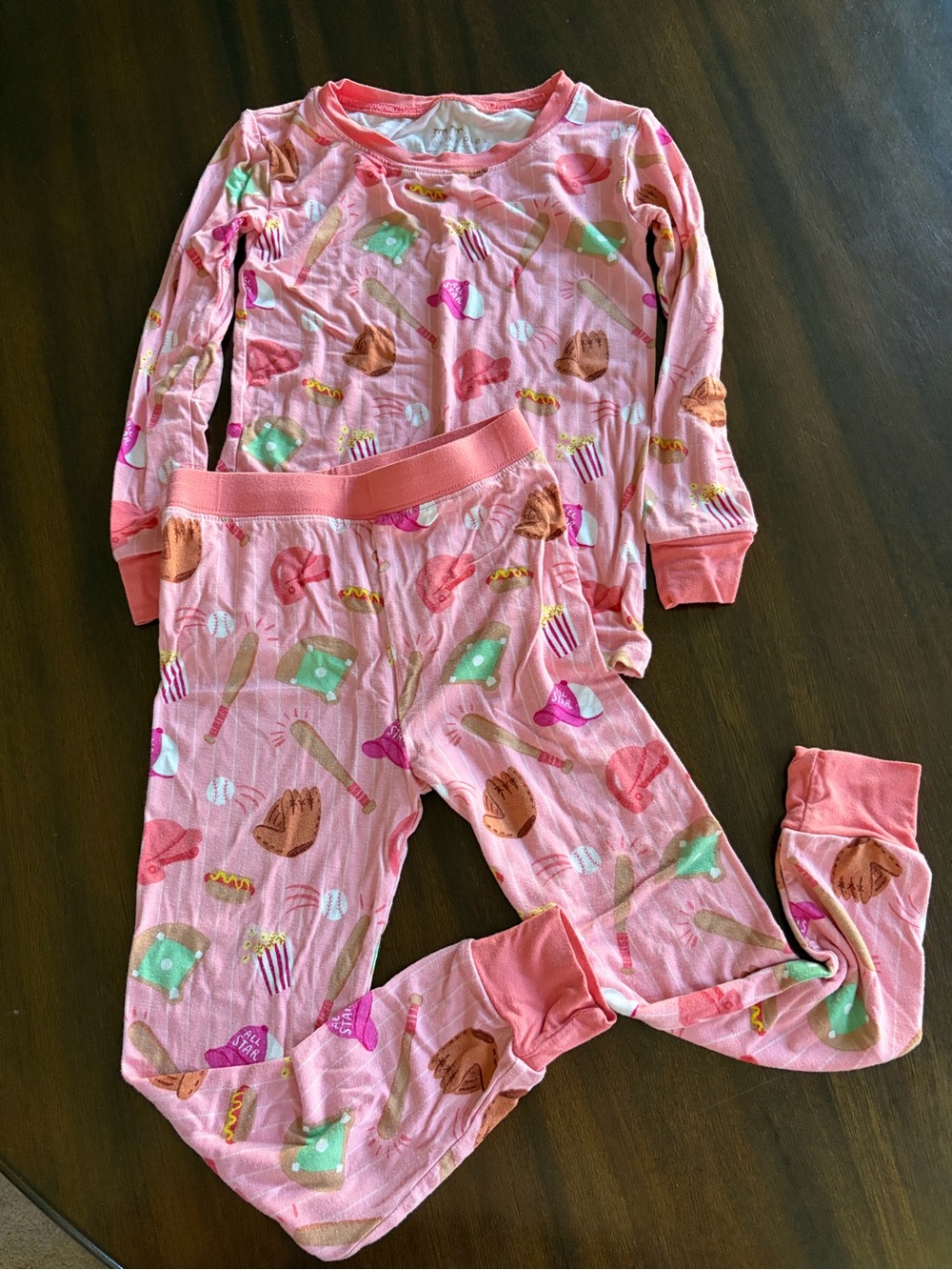 Little Sleepies Pink Baseball Long Sleeve Pajama Set